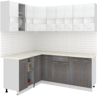Кухонный гарнитур Кортекс-мебель Корнелия Экстра 1.5x2.0м (белый/береза/марсель) - 
