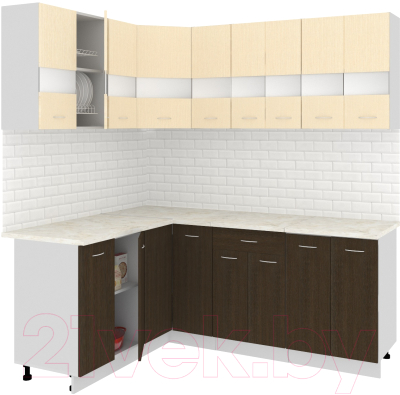 Готовая кухня Кортекс-мебель Корнелия Экстра 1.5x2.0м (венге светлый/венге/королевский опал)