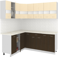 Кухонный гарнитур Кортекс-мебель Корнелия Экстра 1.5x2.0м (венге светлый/венге/мадрид) - 