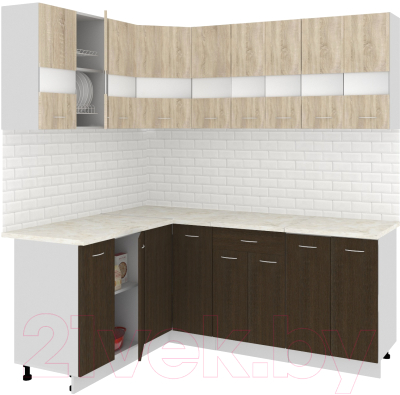 Готовая кухня Кортекс-мебель Корнелия Экстра 1.5x2.0м (дуб сонома/венге/королевский опал)