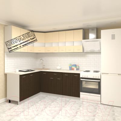 Готовая кухня Кортекс-мебель Корнелия Экстра 1.5x2.0м (красный/черный/мадрид)