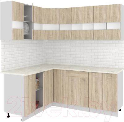 Готовая кухня Кортекс-мебель Корнелия Экстра 1.5x2.0м (дуб сонома/мадрид)