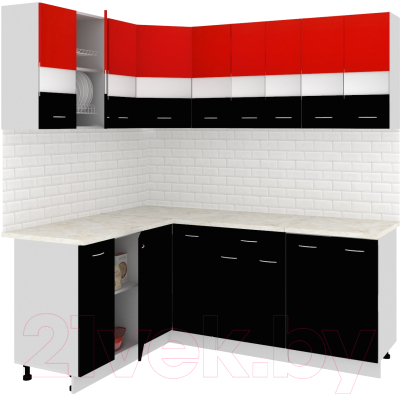 Готовая кухня Кортекс-мебель Корнелия Экстра 1.5x2.0м (красный/черный/марсель)