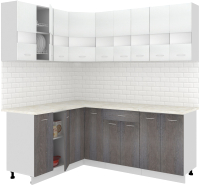 Кухонный гарнитур Кортекс-мебель Корнелия Экстра 1.5x2.1м (белый/береза/марсель) - 