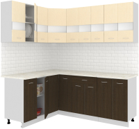 Кухонный гарнитур Кортекс-мебель Корнелия Экстра 1.5x2.1м (венге светлый/венге/мадрид) - 
