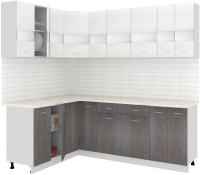 Готовая кухня Кортекс-мебель Корнелия Экстра 1.5x2.2м (белый/береза/королевский опал) - 