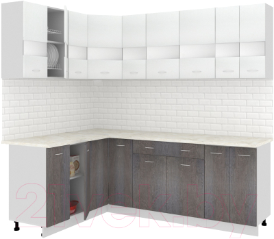 Готовая кухня Кортекс-мебель Корнелия Экстра 1.5x2.2м (белый/береза/мадрид)