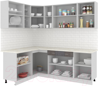 Готовая кухня Кортекс-мебель Корнелия Экстра 1.5x2.2м (белый/береза/марсель)