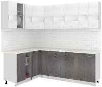 Кухонный гарнитур Кортекс-мебель Корнелия Экстра 1.5x2.3м (белый/береза/марсель) - 