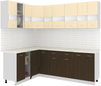 Готовая кухня Кортекс-мебель Корнелия Экстра 1.5x2.3м (венге светлый/венге/королевский опал) - 