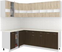 Готовая кухня Кортекс-мебель Корнелия Экстра 1.5x2.3м (дуб сонома/венге/королевский опал) - 