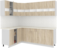 Готовая кухня Кортекс-мебель Корнелия Экстра 1.5x2.3м (дуб сонома/королевский опал) - 