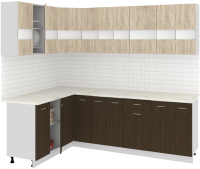 Готовая кухня Кортекс-мебель Корнелия Экстра 1.5x2.4м (дуб сонома/венге/королевский опал) - 