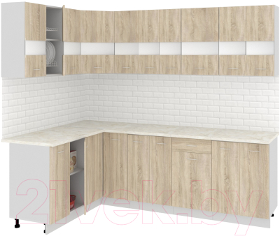 Кухонный гарнитур Кортекс-мебель Корнелия Экстра 1.5x2.4м (дуб сонома/королевский опал)