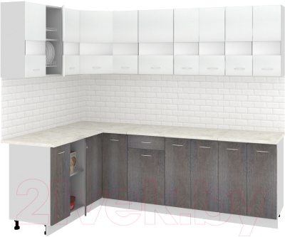 Готовая кухня Кортекс-мебель Корнелия Экстра 1.5x2.5м (белый/береза/мадрид)