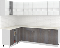 Готовая кухня Кортекс-мебель Корнелия Экстра 1.5x2.6м (белый/береза/королевский опал) - 