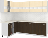 Готовая кухня Кортекс-мебель Корнелия Экстра 1.5x2.6м (венге светлый/венге/мадрид) - 