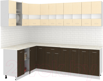 Готовая кухня Кортекс-мебель Корнелия Экстра 1.5x2.6м (венге светлый/венге/мадрид)