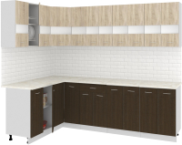 Готовая кухня Кортекс-мебель Корнелия Экстра 1.5x2.6м (дуб сонома/венге/королевский опал) - 