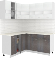 Кухонный гарнитур Кортекс-мебель Корнелия Экстра 1.5x1.7м (белый/береза/марсель) - 