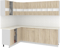 Готовая кухня Кортекс-мебель Корнелия Экстра 1.5x2.6м (дуб сонома/королевский опал) - 