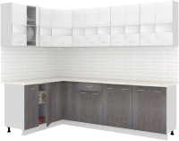 Готовая кухня Кортекс-мебель Корнелия Экстра 1.5x2.7м (белый/береза/королевский опал) - 
