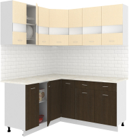 Готовая кухня Кортекс-мебель Корнелия Экстра 1.5x1.7м (венге светлый/венге/королевский опал) - 