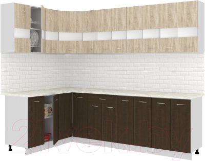 Готовая кухня Кортекс-мебель Корнелия Экстра 1.5x2.7м (дуб сонома/венге/мадрид)