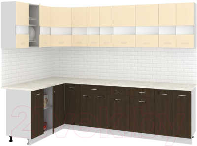 Готовая кухня Кортекс-мебель Корнелия Экстра 1.5x2.8м (венге светлый/венге/мадрид)
