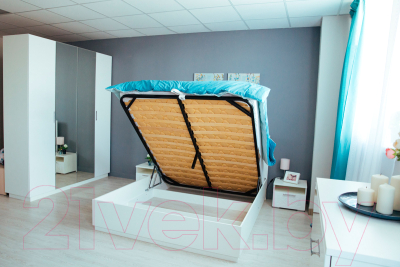 Двуспальная кровать Rinner Тиффани М25 с ПМ 160x200 (белый текстурный)