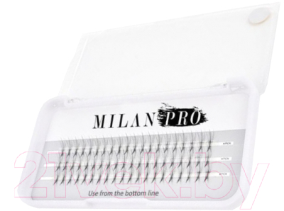 Накладные ресницы пучковые Milan Pro Pro 1004 MP / 10D / 0.07/C/11 безузелковые (3 линии, матовый черный)