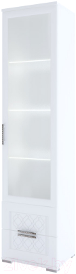 Шкаф-пенал с витриной Rinner Тиффани М07 (белый текстурный)
