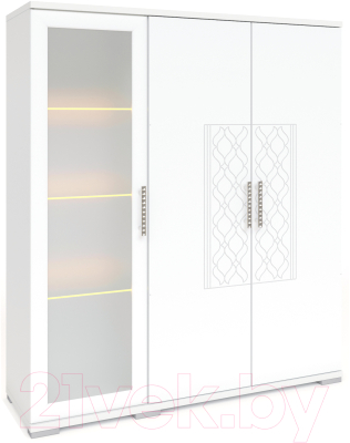 Шкаф с витриной Rinner Тиффани М02 (белый текстурный)