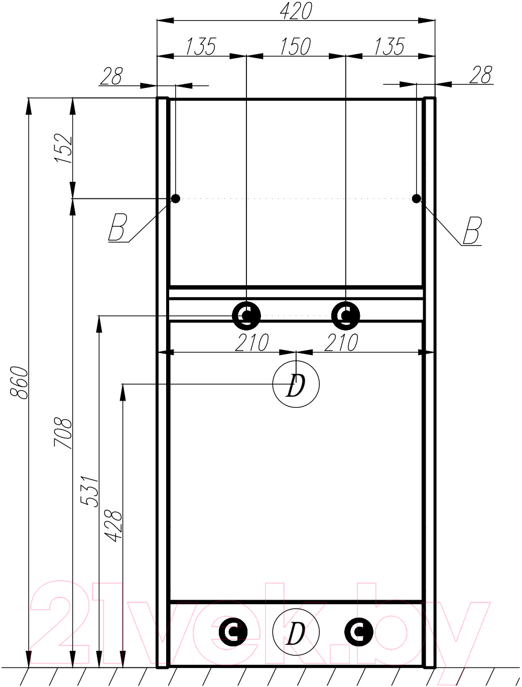 Тумба с умывальником Акватон Лондри 40 (1A2360K0LH010)