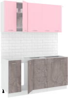Кухонный гарнитур Кортекс-мебель Корнелия Лира 1.6 без столешницы (розовый/оникс) - 