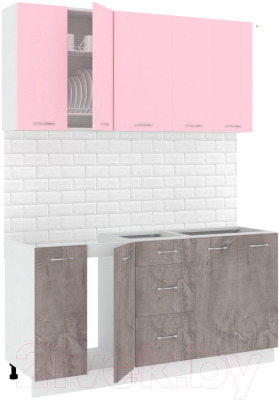 Готовая кухня Кортекс-мебель Корнелия Лира 1.6 без столешницы (розовый/оникс)