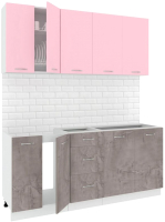Кухонный гарнитур Кортекс-мебель Корнелия Лира 1.8 без столешницы (розовый/оникс) - 