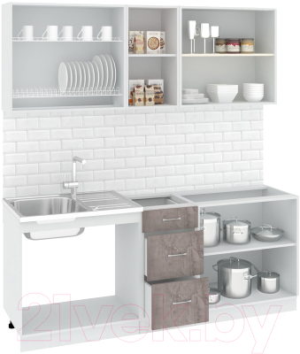 Готовая кухня Кортекс-мебель Корнелия Лира 2.0 без столешницы (розовый/оникс)