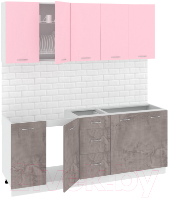 Кухонный гарнитур Кортекс-мебель Корнелия Лира 2.0 без столешницы (розовый/оникс)