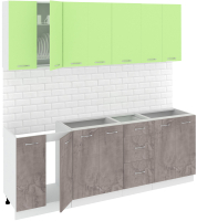 Кухонный гарнитур Кортекс-мебель Корнелия Лира 2.2 без столешницы (зеленый/оникс) - 