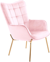 Кресло мягкое Halmar Castel 2 (светло-розовый/золото) - 