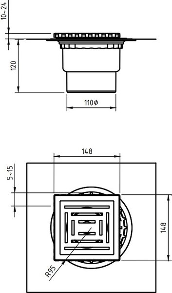 Трап для душа Berges Zentrum Keramik 150 / 093366