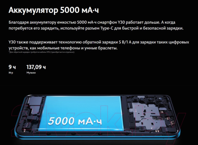 Смартфон Vivo Y30 4GB/64GB (синий)