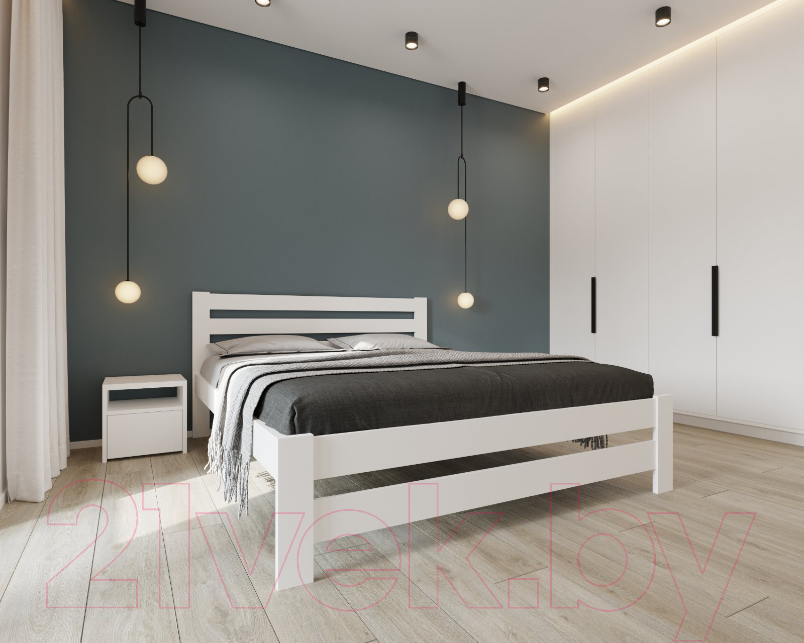 Двуспальная кровать BAMA Palermo (180x200, белый)