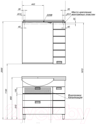 Шкаф с зеркалом для ванной Aquanet Сити 90 / 158575