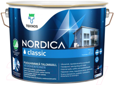 Краска Teknos Nordica Classic Base 1 (9л, белый)
