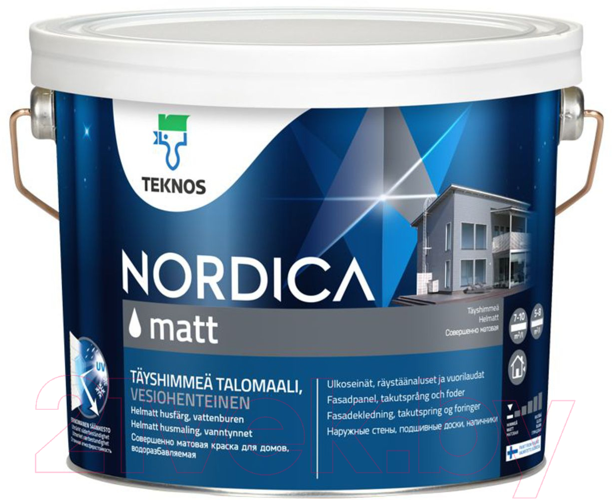 Teknos Nordica Matt Base 1 2.7л, белый Краска купить в Минске, Гомеле,  Витебске, Могилеве, Бресте, Гродно