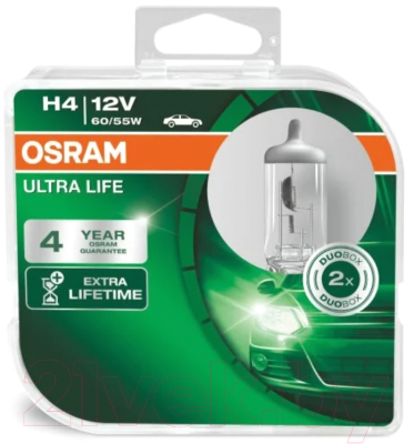 Комплект автомобильных ламп Osram H4 64193ULT-HCB (2шт)