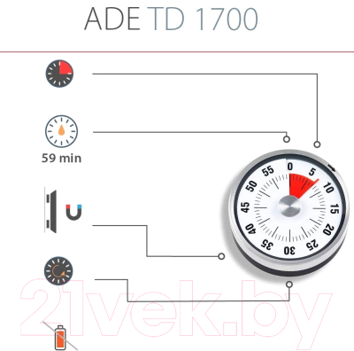 Таймер кухонный ADE TD1702 (красный)