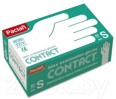 Перчатки одноразовые Paclan Contact латексные (S, 100шт)